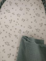 COLCHONETA CAPAZO FLORES BAMBULA + MUSELINA MINT D´PEQUES - Imagen 3